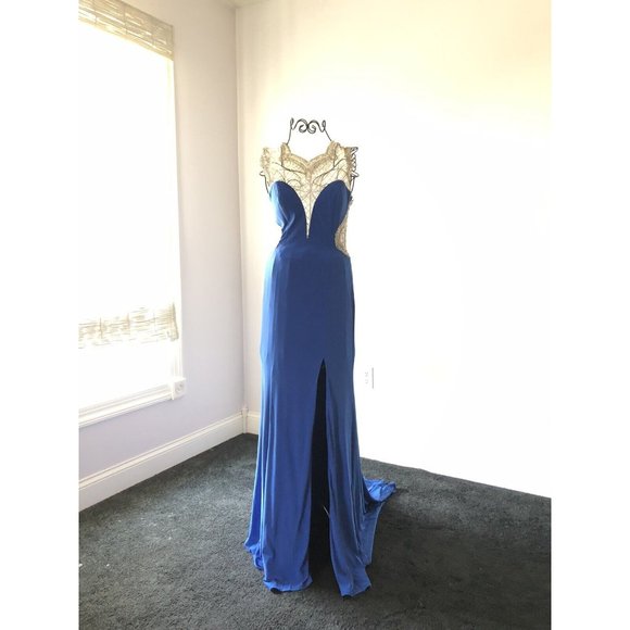 Cinderella Divine PROM EVENING BALL GOWN DRESS  Royal BLUE Sequin Sz 6 - Picture 4 of 13